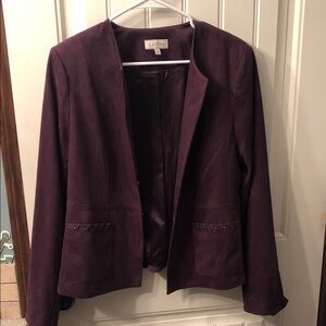 Laura Plum Suede Open-Front Blazer